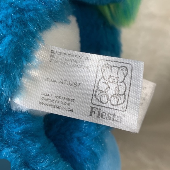Fiesta Colorful Elephant plush 9"multicolored blue green gold eyes - Picture 6 of 8